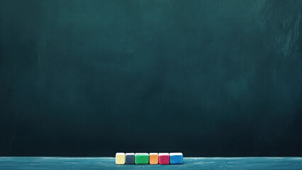 Chalk sticks on blackboard background for creative education design