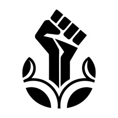 Stylized Black Fist and Leaf Icon