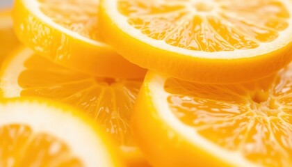 Close-up of Freshly Sliced Oranges: Vibrant Colors and Textures
