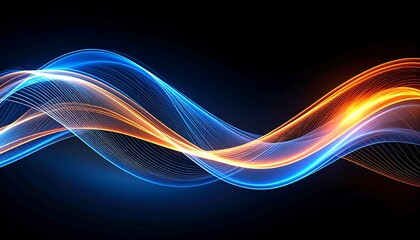 Fototapeta premium Abstract glowing wavy lines in blue and orange