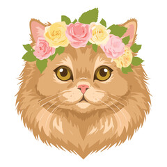 Ginger Cat Wearing Flower Head Crown