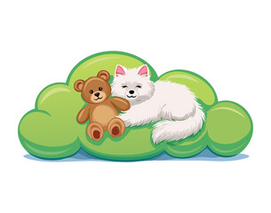 Happy Kittens Playing Together on Green Cloud