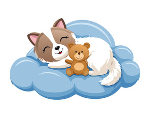 Sweet Dreamy Cat Napping on Soft Cloud