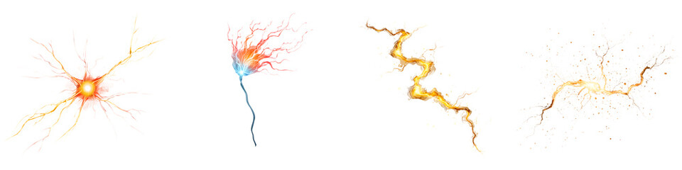 Electrical Discharge Set: Lightning, Plasma, and Energy Effects on White