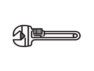Pipe wrench tool vector in crisp line art