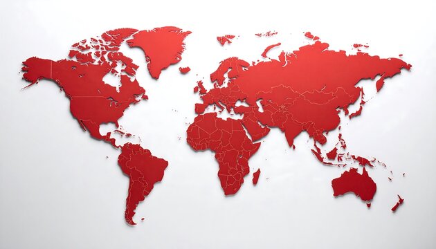 Fototapeta Red world map on white background