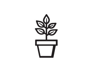 Decorative indoor plant in pot vector icon