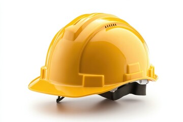 Safety first A sturdy yellow construction helmet protection against workplace in white background. Generative Ai
