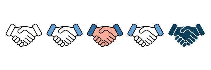 Handshake Icon Set Featuring Multiple Styles