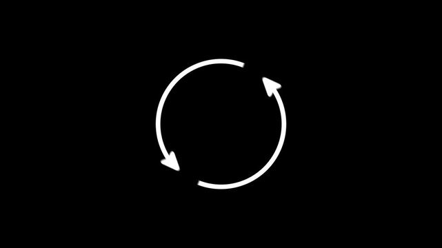 Simple animation of two arrows rotating in a circle. Waiting, loading and recirculating.