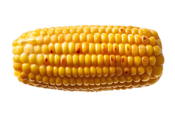 Realistic corn cob isolated on white background. High-resolution food image perfect for healthy eating, cooking, and agricultural themes.