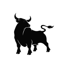 Bull silhouette icon. strength and perseverance symbol. vector image of animal