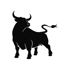 Bull silhouette icon. strength and perseverance symbol. vector image of animal