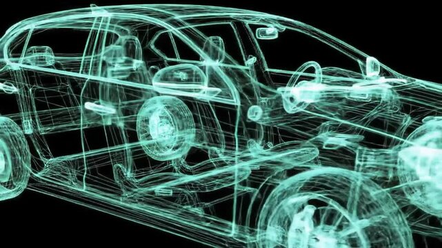 Teal Automobile Blueprint Design Showing Precise Engineering on Black Background Optimized for Adobe Stock Photo With