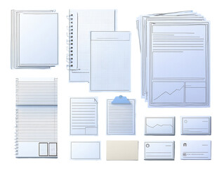 Blank Stationery Mockup: White and Beige Paper Collection, PNG