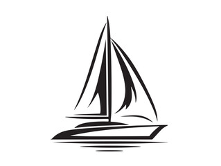 Elegant Sailboat Icon in Minimalist Line Art