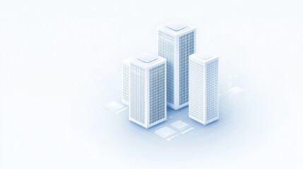 Fototapeta premium Engineer architect blueprints concept. Modern skyscrapers in a minimalist urban setting with a light background.