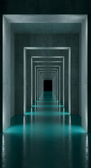 Obraz premium Abstract Architecture Dark Teal Concrete Corridor Interior Design