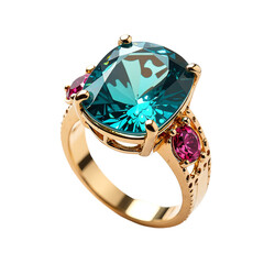 Gemstone ring isolated, Fashion jewelry piece, Elegant finger accessory, Shiny wearable decor, Designer prop item, Luxury outfit component