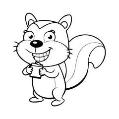 Cartoon funny squirrel holding nut 