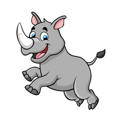 Cartoon funny rhino posing run 