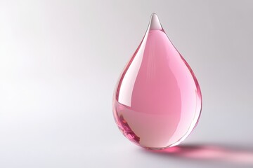 Delicate pink essence trapped in a teardrop of glass a symbol of fragility and in white background. Generative Ai