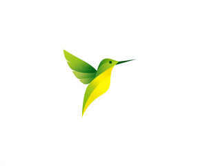 Obraz premium Logo design featuring a green hummingbird in flight against a grey background