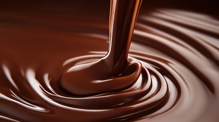 Smooth, rich chocolate flowing in a swirl