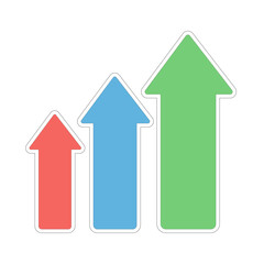 Colorful upward arrows in red, blue, and green represent growth, progress, and success, ideal for business, finance, or analytics-themed content.