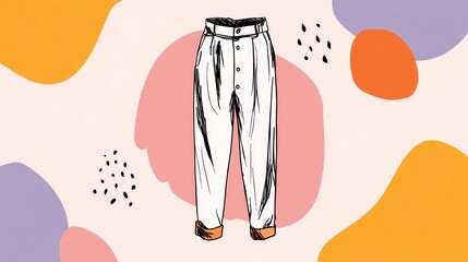 Hand-drawn illustration of white pants