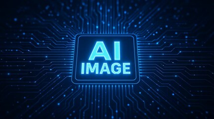 ai image glowing chip with digital circuit board representing artificial intelligence data processing and machine learning technology - Powered by Adobe
