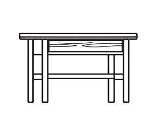 Clean School Desk Line Art Vector Illustration