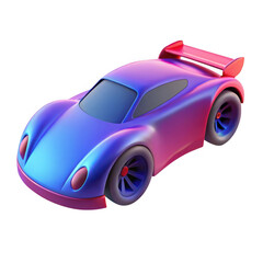 3d futuristic sports car with iridescent paint isolated on transparent background