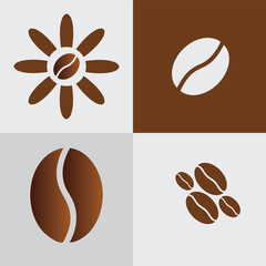 Coffee bean icons and vector illustrations for cafe, food, and drink designs