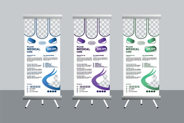 Medical roll up banner design template
