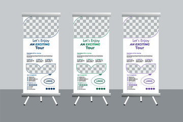 Travel business roll up banner design template