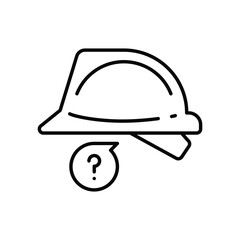 Empty Hard Hat Icon. Outline Style Vector. Missing Worker, Labor Shortage, Construction Vacancy, Staffing Gap, Industrial Workforce Crisis, and Employment Uncertainty Symbol