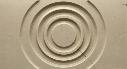 Obraz premium Abstract concentric circles cracked beige texture background design element