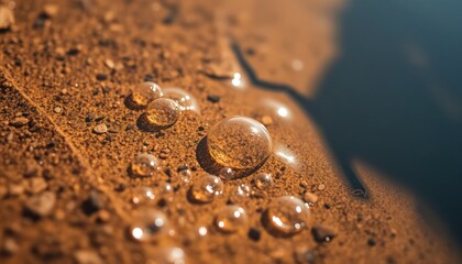 Close-up of water droplets on rough surface creating a beautiful abstract composition
