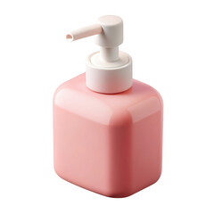 3d pink soap dispenser with white pump isolated on transparent background