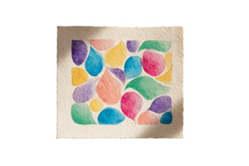 Colorful Abstract Watercolor Shapes on Transparent Background, PNG