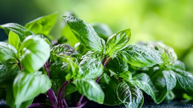 Close-up of fresh basil leaves