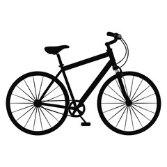 Classic bicycle silhouette with visible pedals isolated on white background