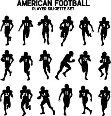 Obraz premium American Football Player Silhouette with Helmet vector bundle