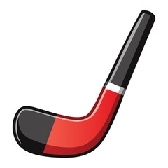 Red Black Grey Hockey Stick and Puck