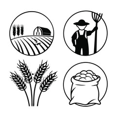 Line art food and agriculture tools 