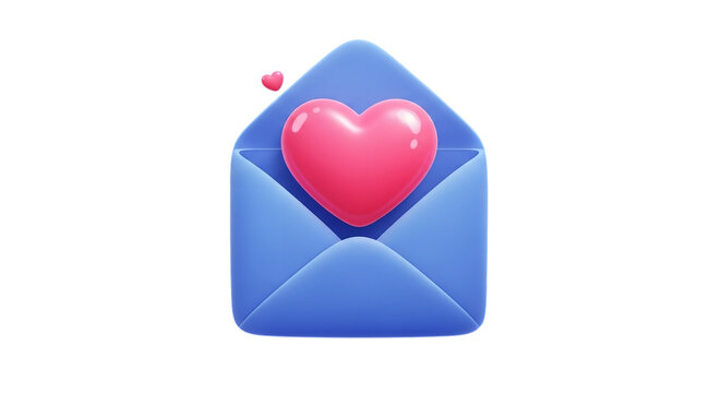 Send love letter heart envelope illustration concept for valentine's day and romance message design on transparent background