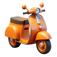3d orange scooter isolated on transparent background