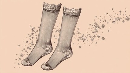 Pair of lacy, sheer stockings