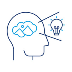 Imagination – Cloud and Lightbulb Representing Creative Vision and Ideation. Vector Icon
